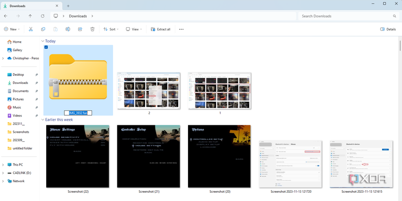 Zip Folder in Windows 11 renaming zipped file