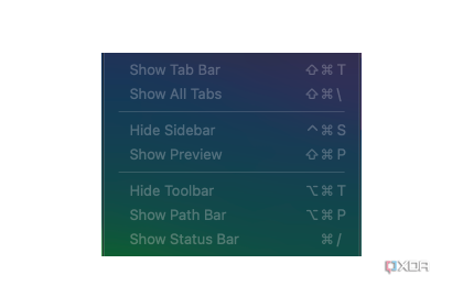 List of document-related actions on macOS