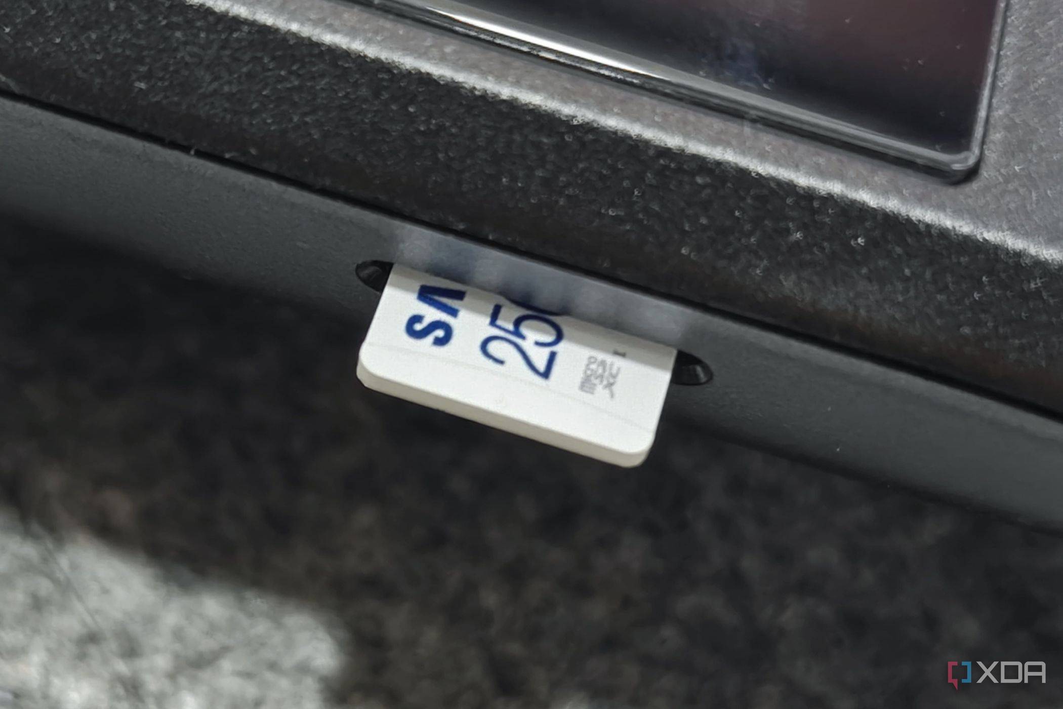 An image showing a microsd card inserted inside a Steam Deck.