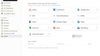 A screenshot showing the account settings in Notion.