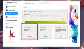 A screenshot showing the ADATA SSD Toolbox utility.