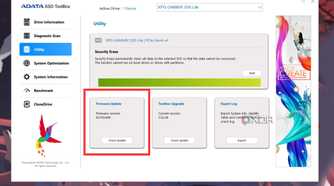 A screenshot showing the ADATA SSD Toolbox utility.