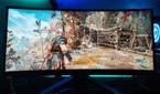 An image showing a Benq Mobiuz ex3415r ultrawide monitor displaying God Of War gameplay.