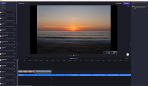 Screenshot of Clipchamp with the stock audio library open and an audio clip added to the timeline