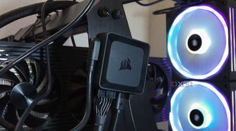 Corsair iCUE Link H170i LCD with its fan/RGB hub.