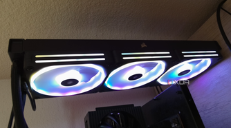 Corsair iCUE Link H170i LCD radiator and fans.