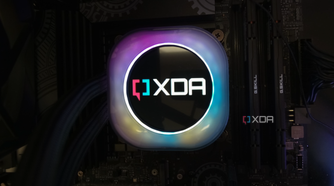 Corsair iCUE Link H170i LCD displaying XDA logo.