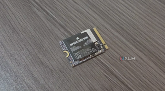 Corsair MP600 Core Mini SSD from above.