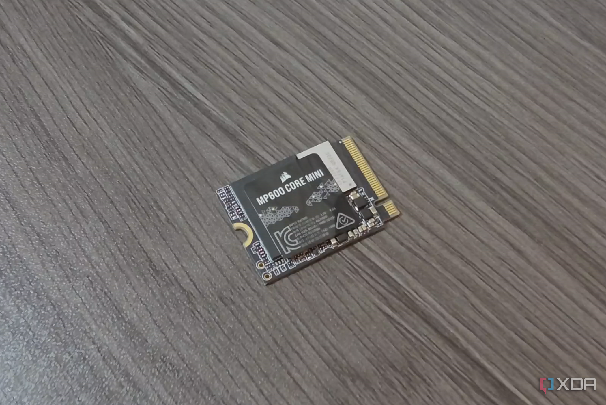 Corsair MP600 Core Mini SSD from above.