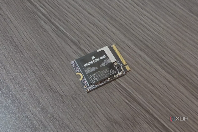 Corsair MP600 Core Mini SSD from above.