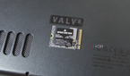 Corsair MP600 Core Mini SSD next to the Valve logo on the Steam Deck.
