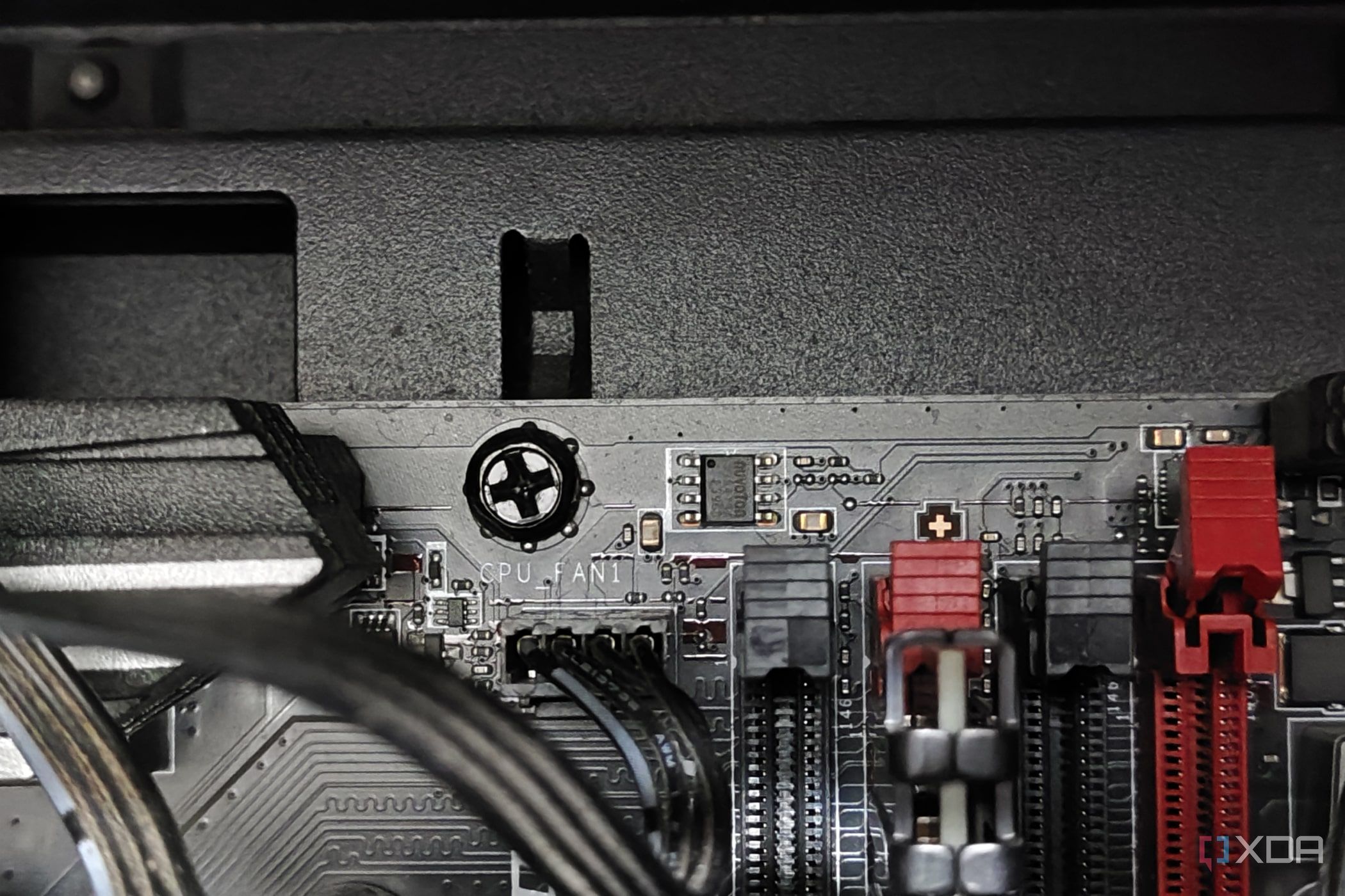 An image of the CPU_FAN1 header of the MSI B450 Gaming Plus motherboard