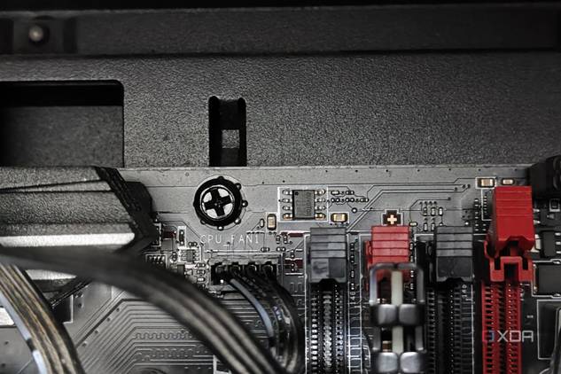 An image of the CPU_FAN1 header of the MSI B450 Gaming Plus motherboard