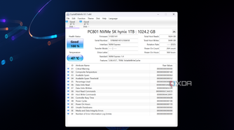 A screenshot showing the CrystalDiskInfo app running on Windows.