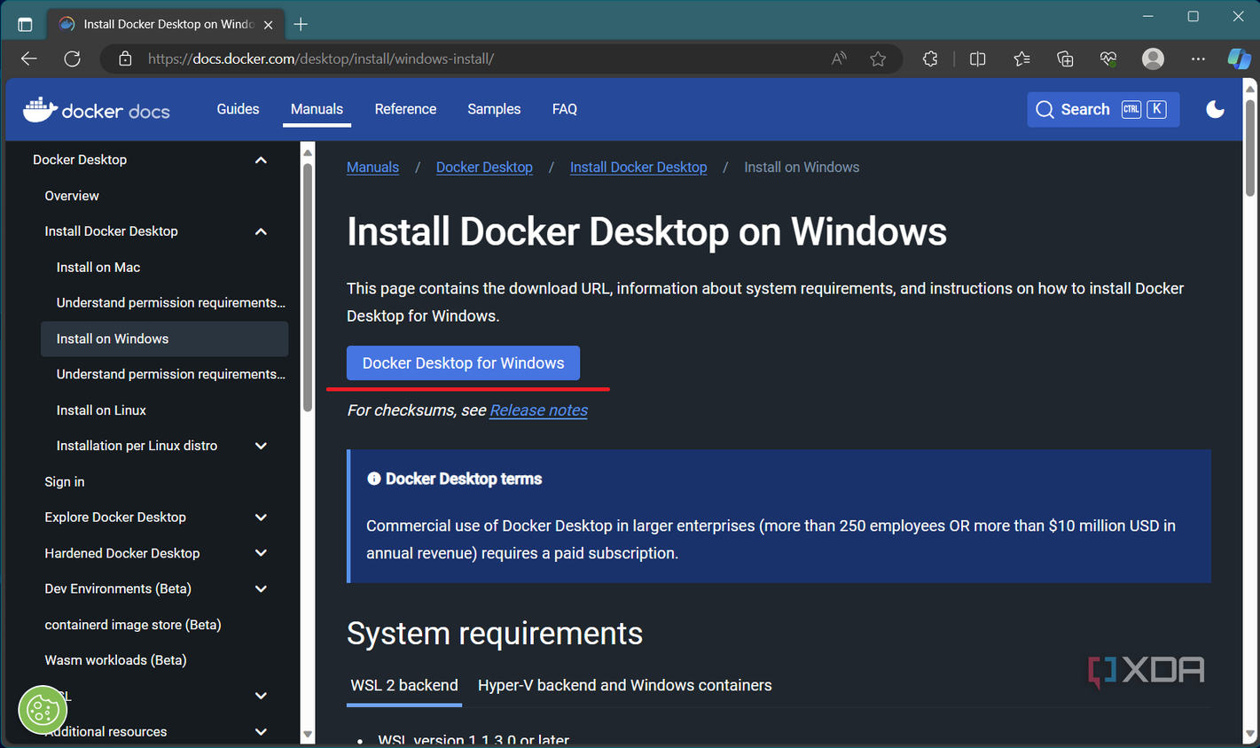 Docker Desktop for Windows website