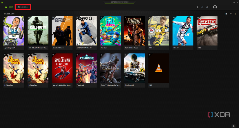 geforce experience home screen
