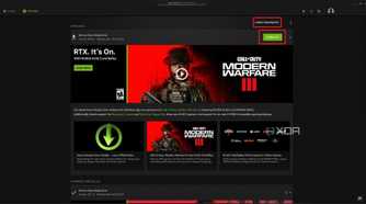 geforce experience drivers section with download button for new update highlighted