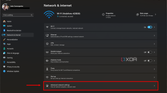 Screenshot of Windows 11 Network & internet settings with the advanced network settings button highlighted