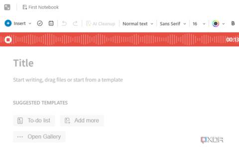 A screenshot showing the recording of an Evernote audio note.