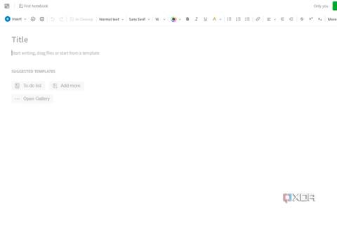 A screenshot showing the new note page in Evernote.