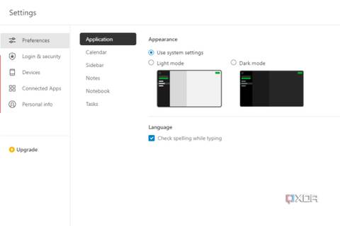 A screenshot showing the settings page in Evernote.