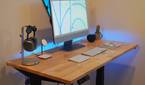 A desk setup on a FlexiSpot E7 Pro standing desk.