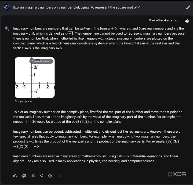 Google Bard can explain how imaginary numbers work