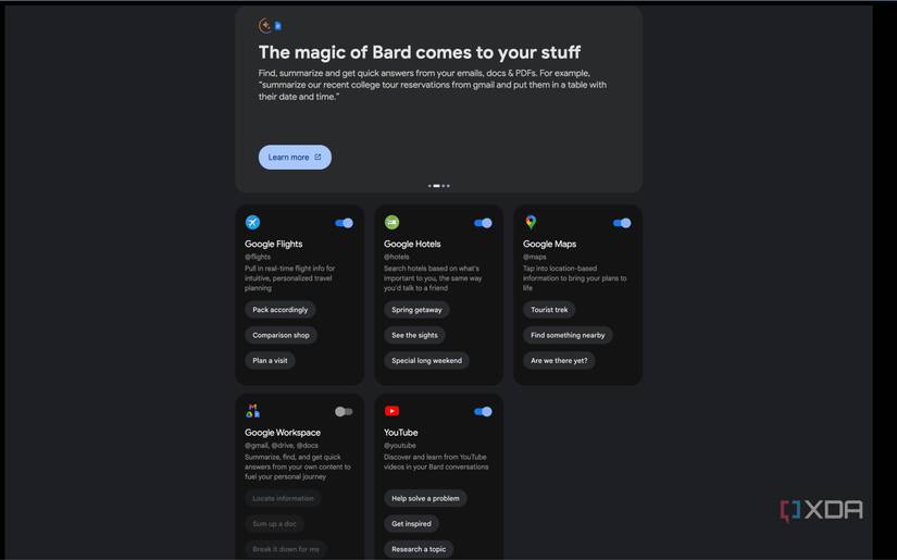 All of the extensions you can use with Google Bard that you can keep within just one tab