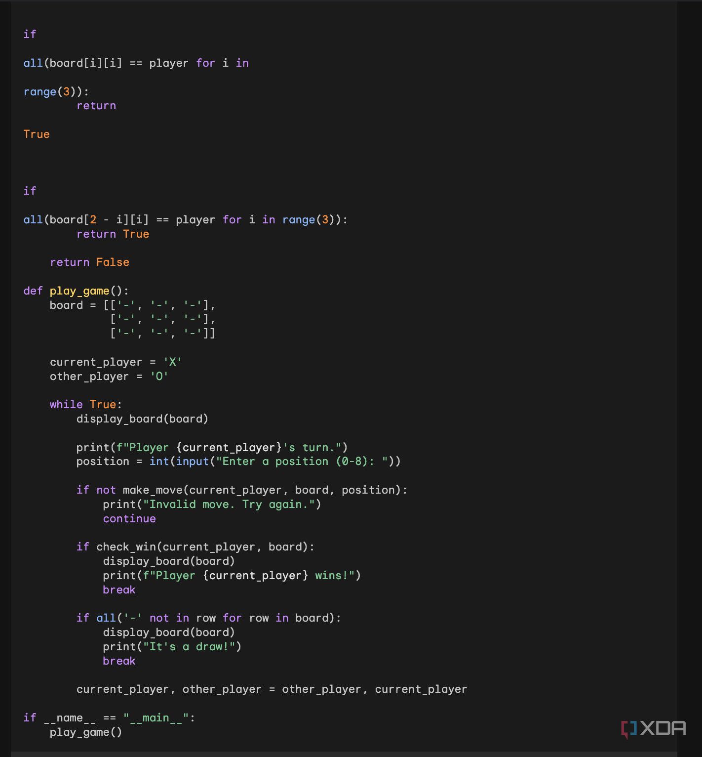 Google Bard Xs and Os Python code