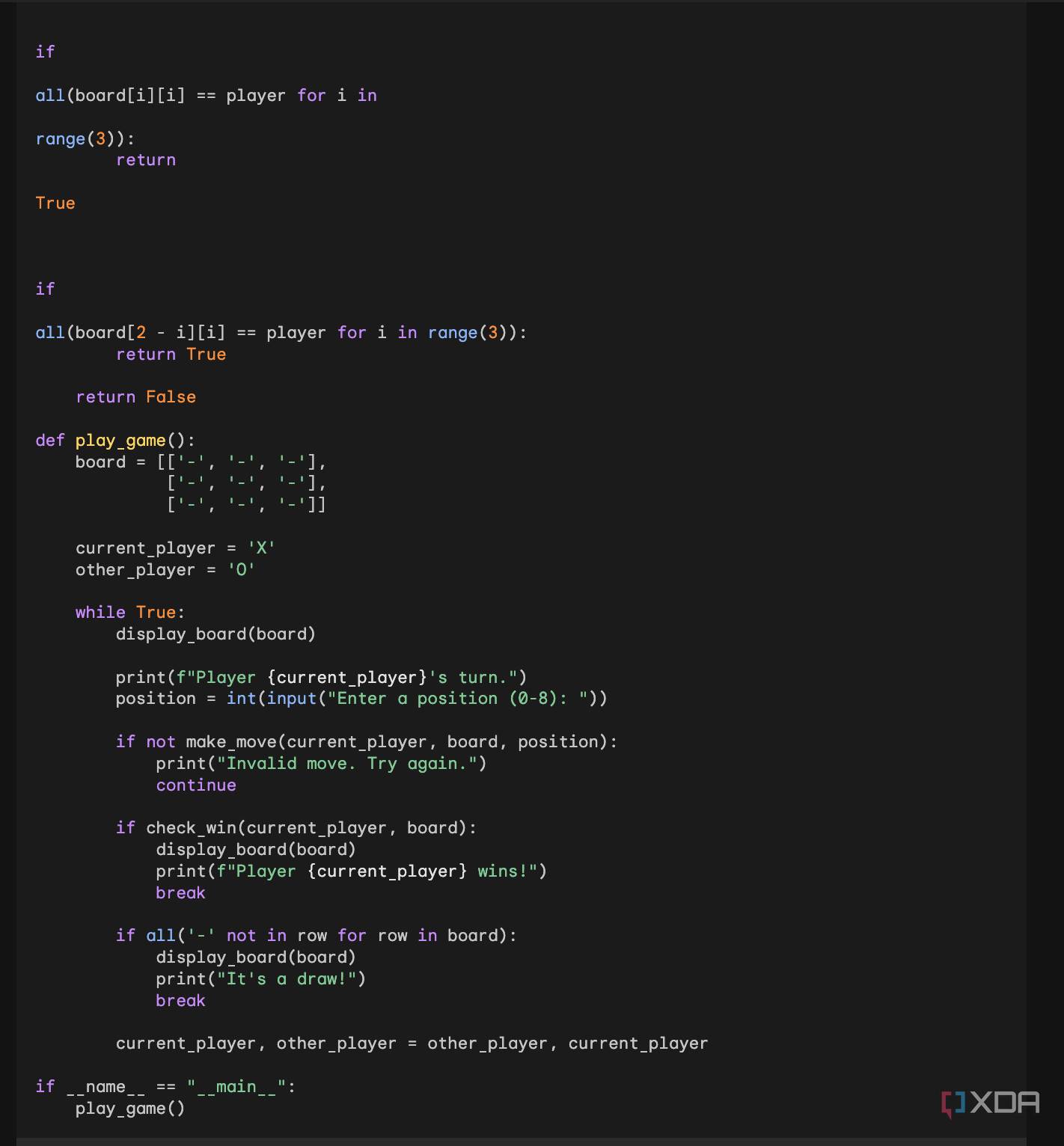 Google Bard Xs and Os Python code