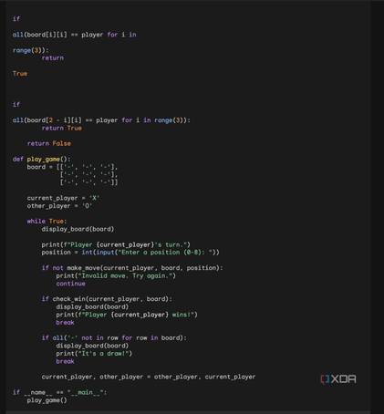 Google Bard Xs and Os Python code