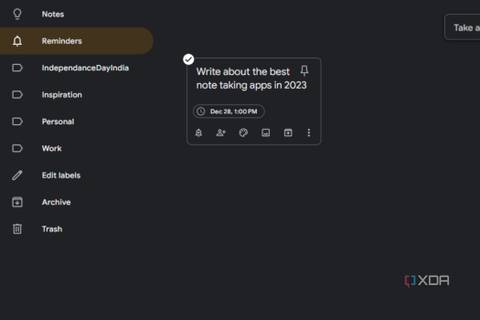 A screenshot showing the reminders in Google Keep.