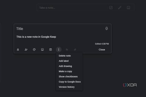 A screenshot showing the options for notes in Google Keep.
