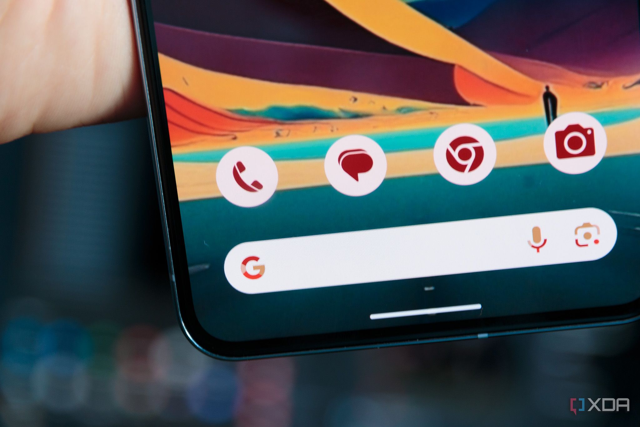 The lower part of the Pixel 8 Pro's display