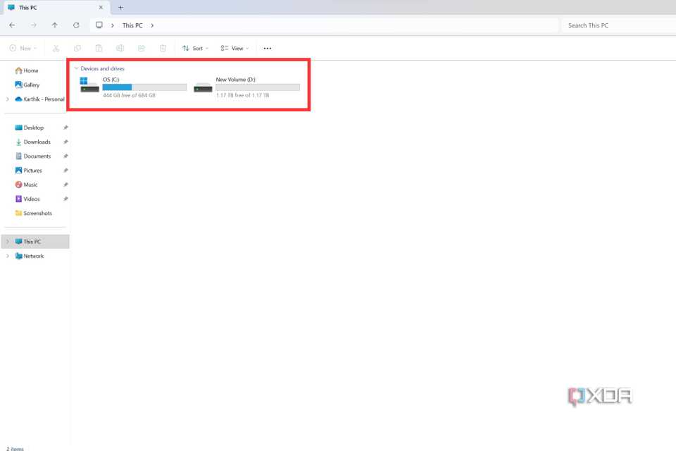 A screenshot showing the highlighted drive icons in Windows.