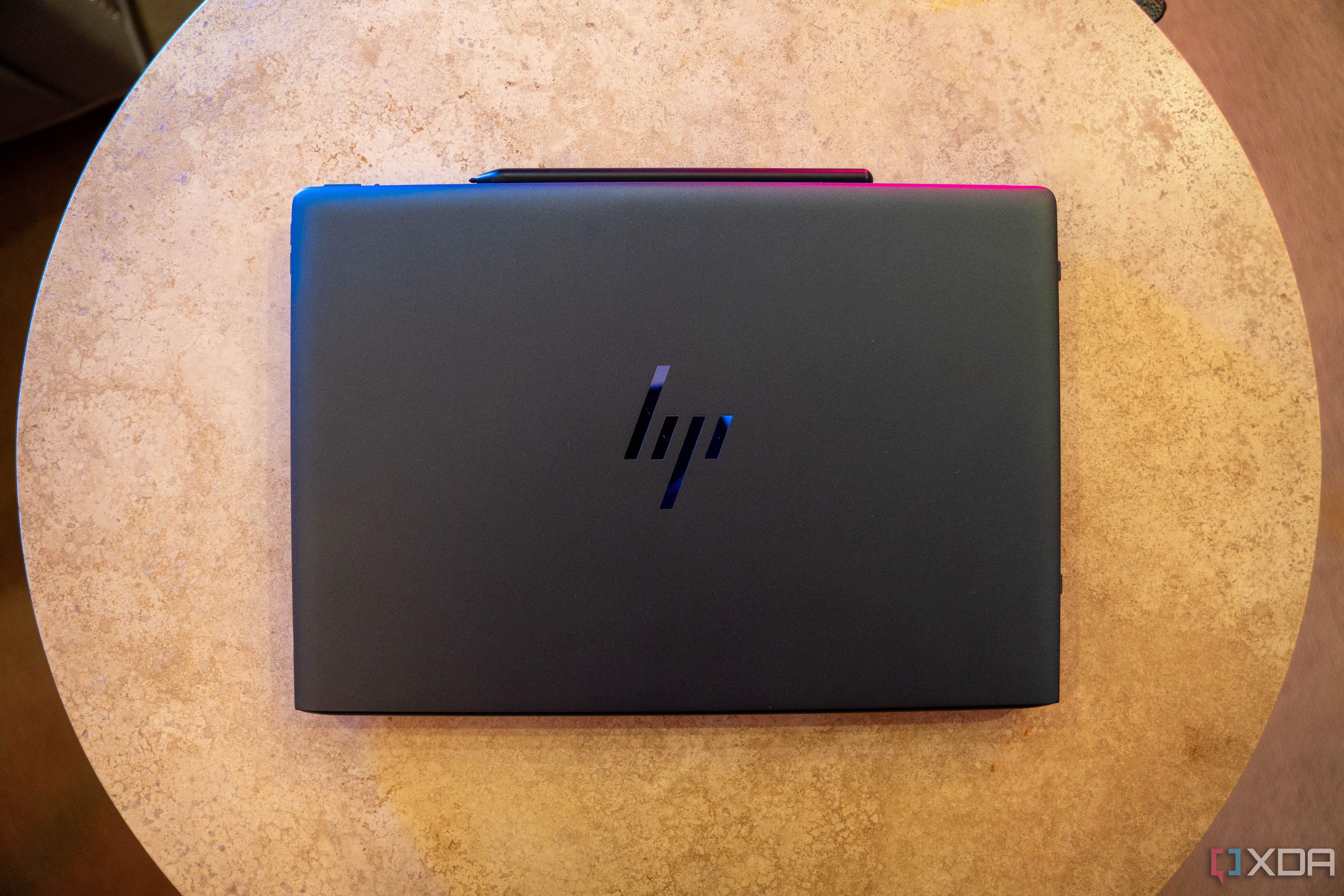 Top down view of HP laptop