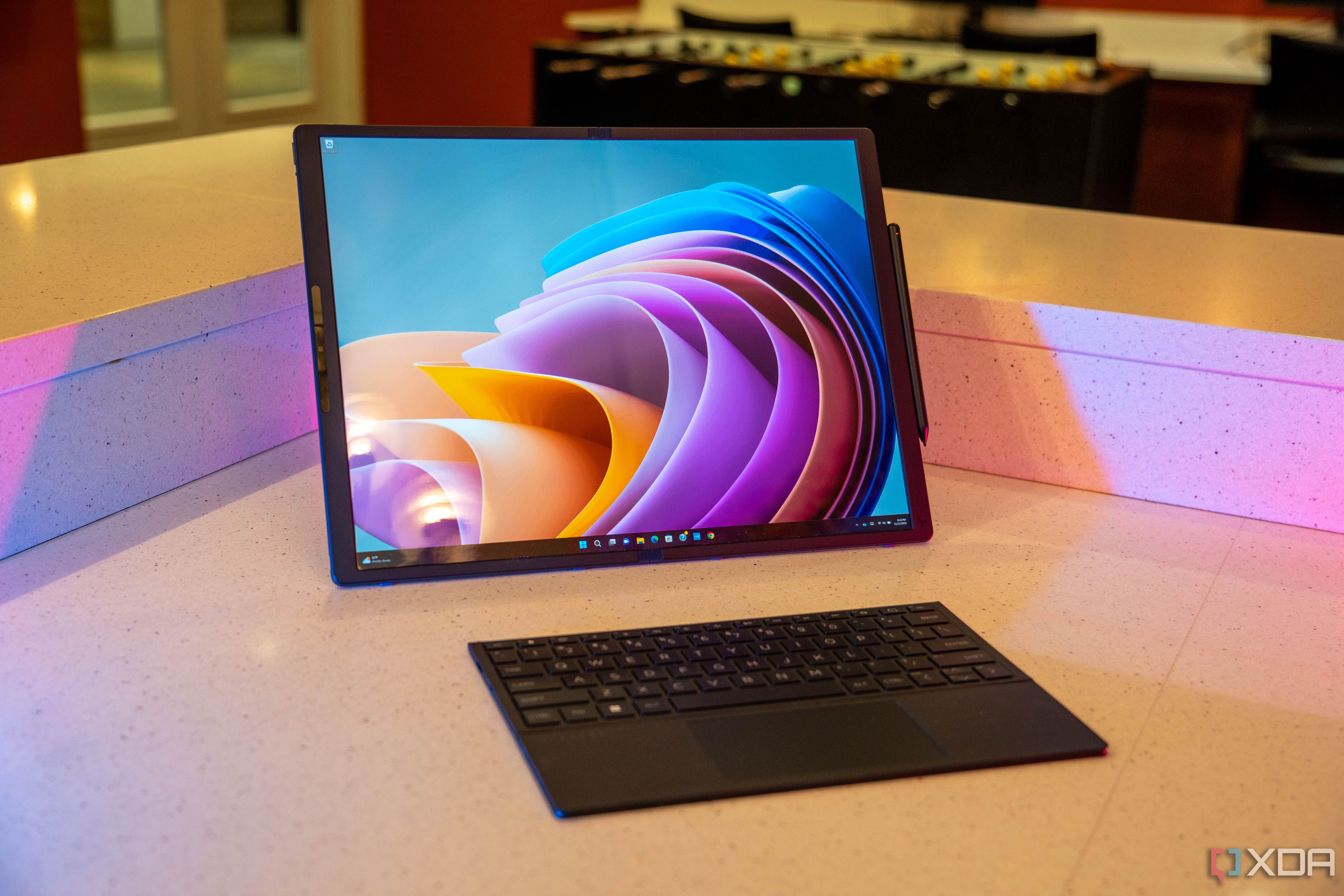 HP Spectre Foldable with keyboard in front of it