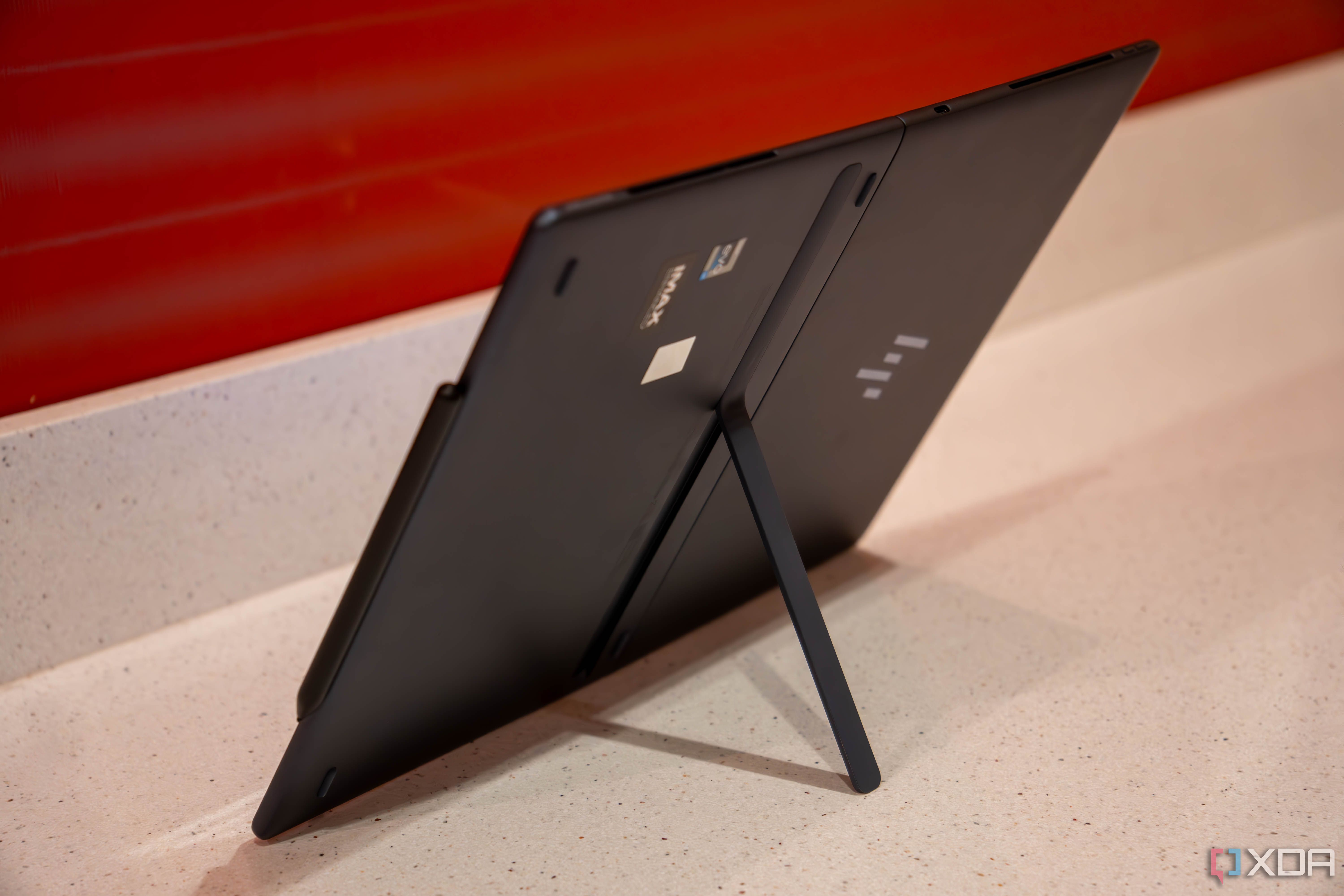 Rear view of HP Spectre Foldable with kickstand open