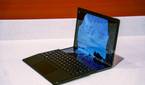 HP Spectre Foldable with keyboard dock and slid down halfway