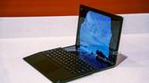 HP Spectre Foldable with keyboard dock and slid down halfway