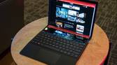 HP Spectre Foldable with keyboard docked and slid down halfway