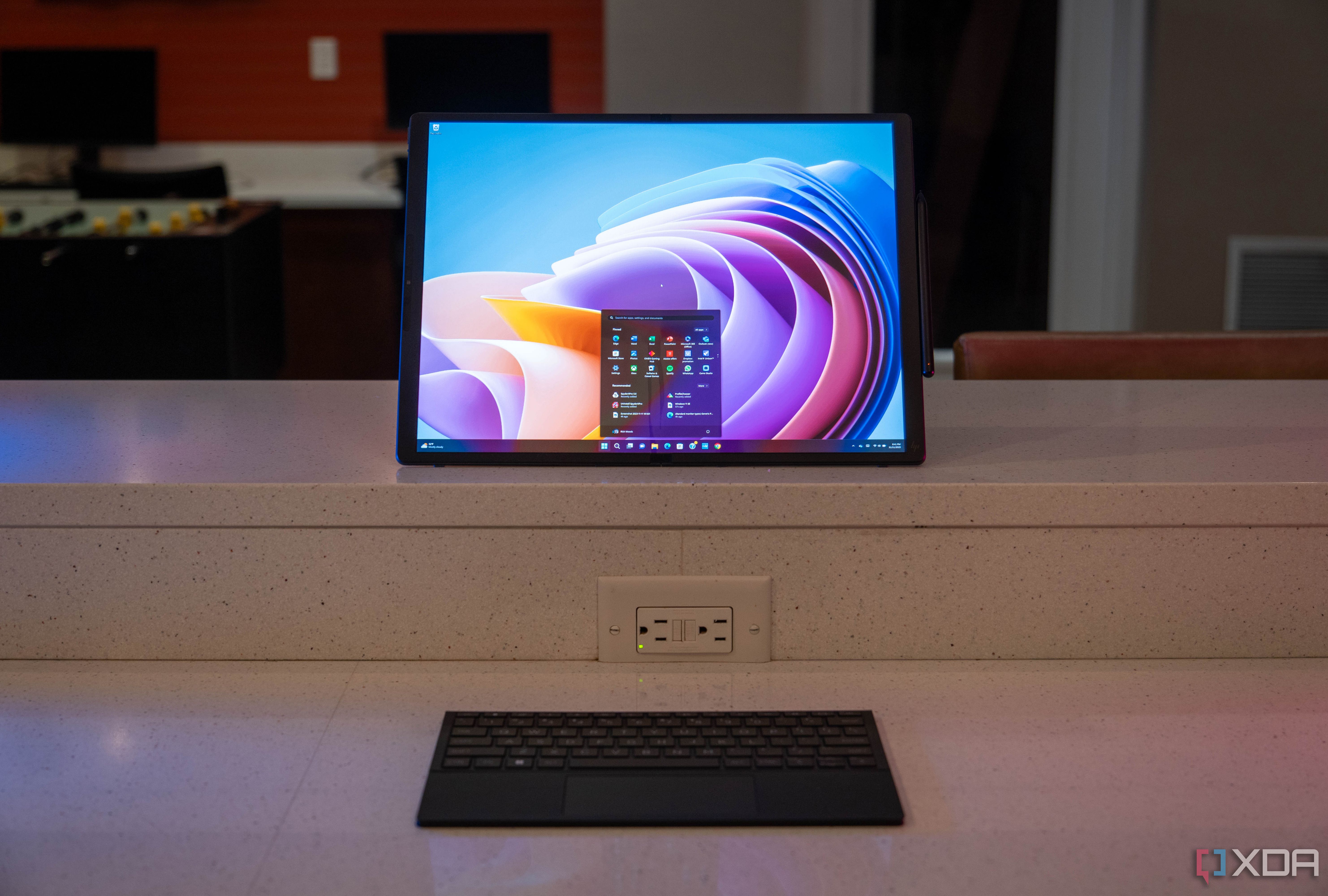 HP Spectre Foldable with keyboard in front of it