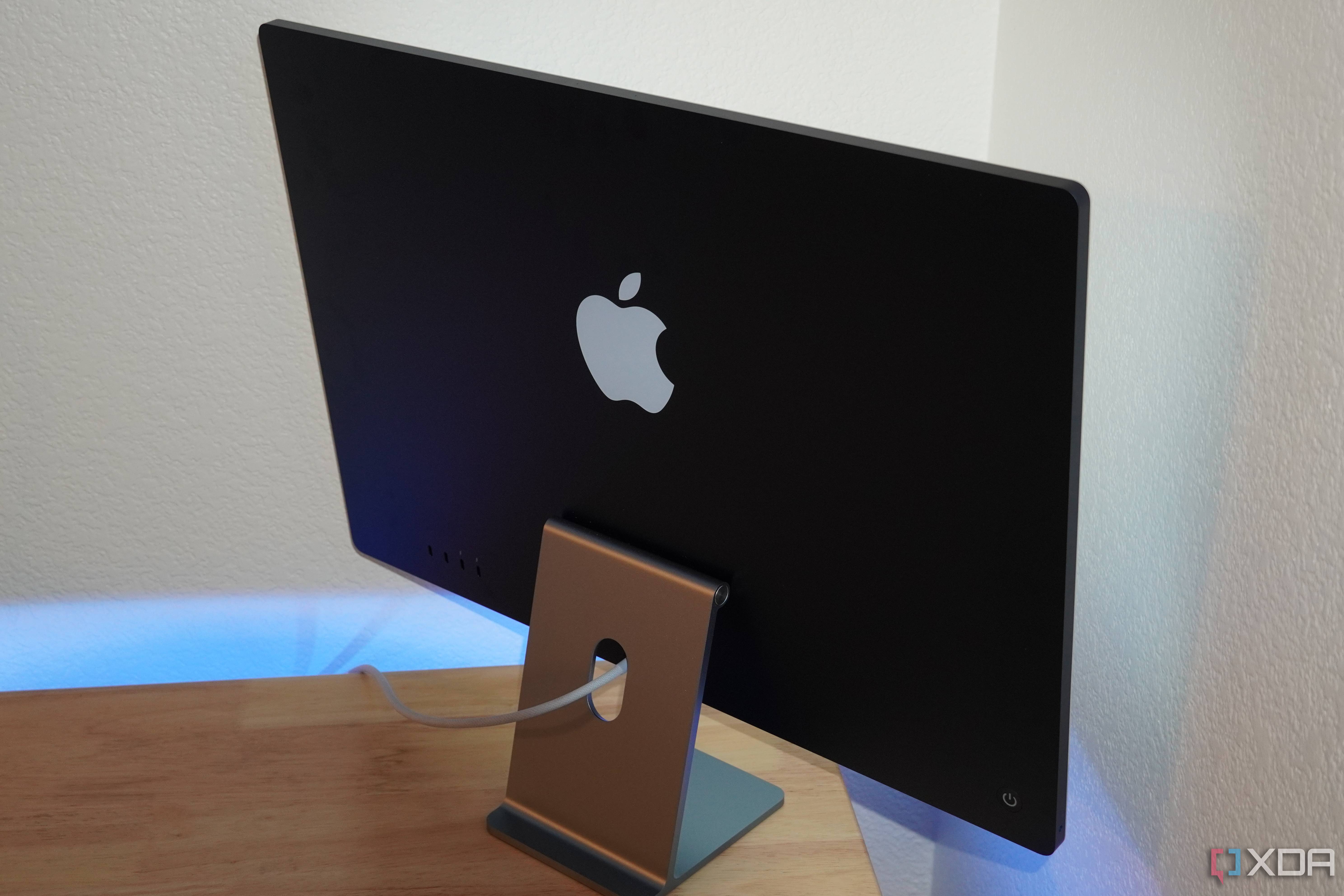 The back of a blue M3 iMac.