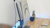 An iMac setup from the side view.