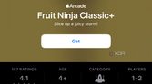 fruit ninja classic+ listing on Apple Arcade