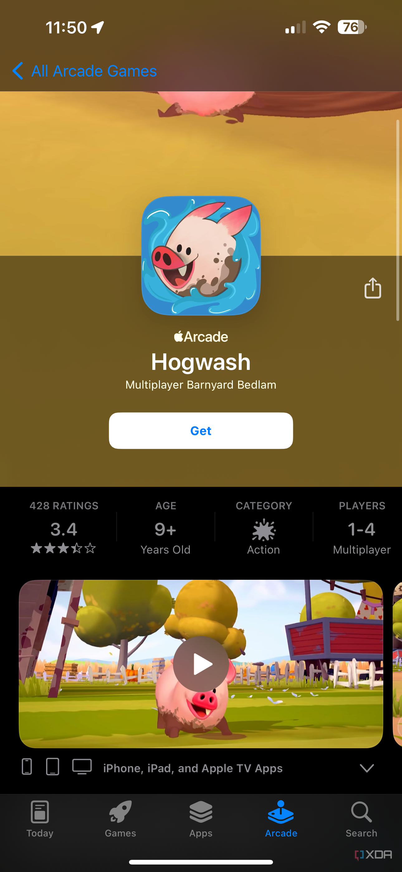 Hogwash listing on Apple Arcade