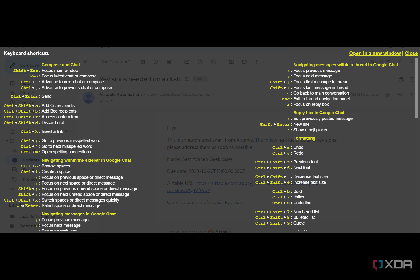 Keyboard shortcuts in Gmail