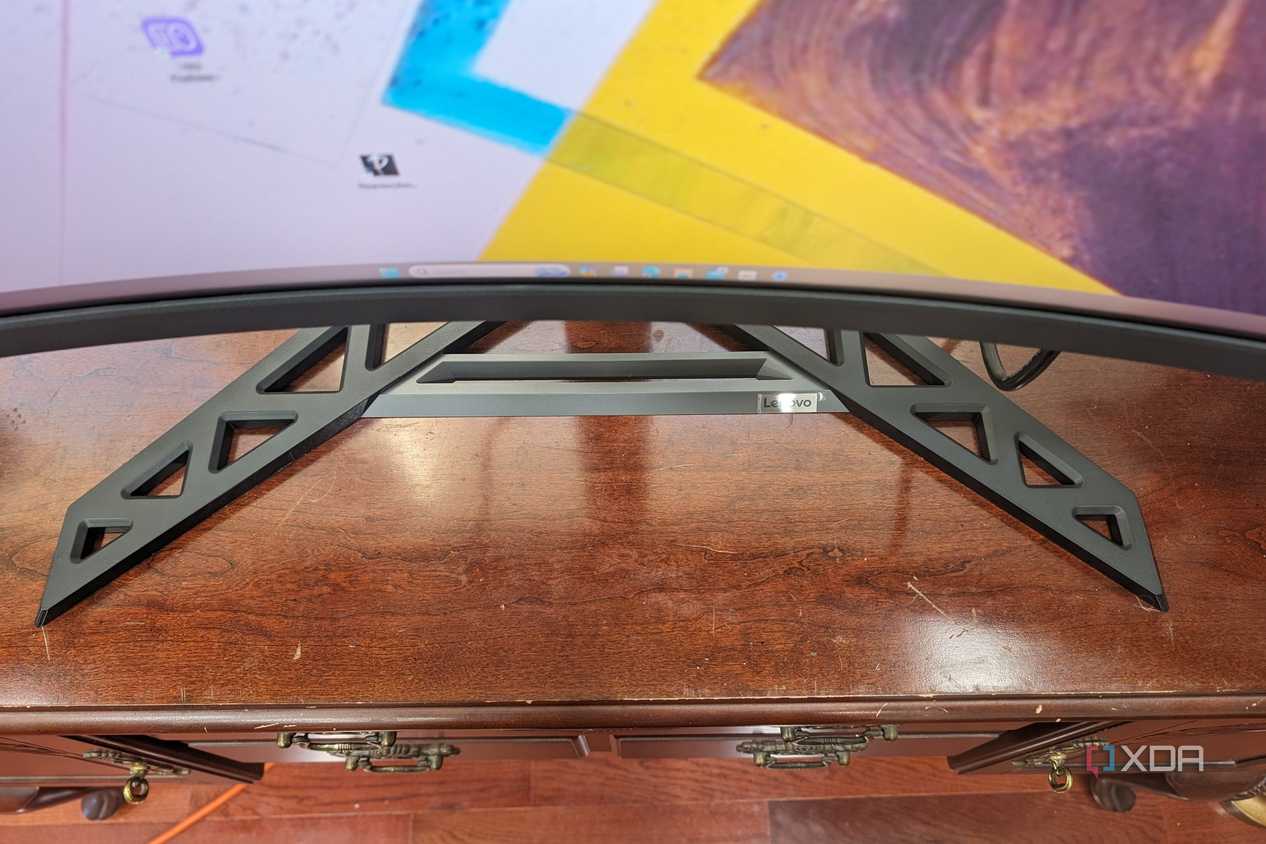 A view from the top of the Legion R45w-30 Monitor showing the stand