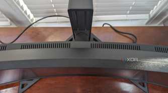 The Legion R45w-30 Monitor from the top showing the curve of the monitor