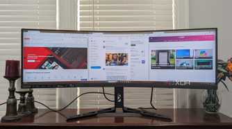 Microsoft edge open on the Legion R45w-30 Monitor